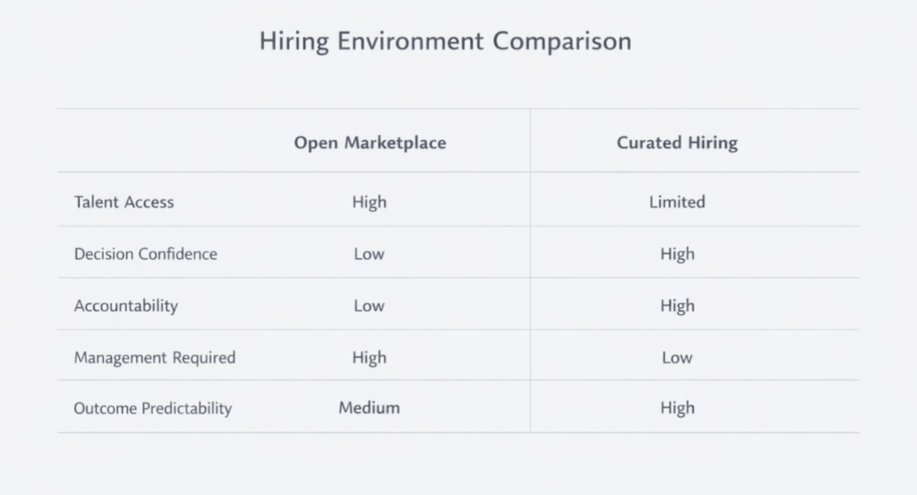 Hiring environment comparison chart
