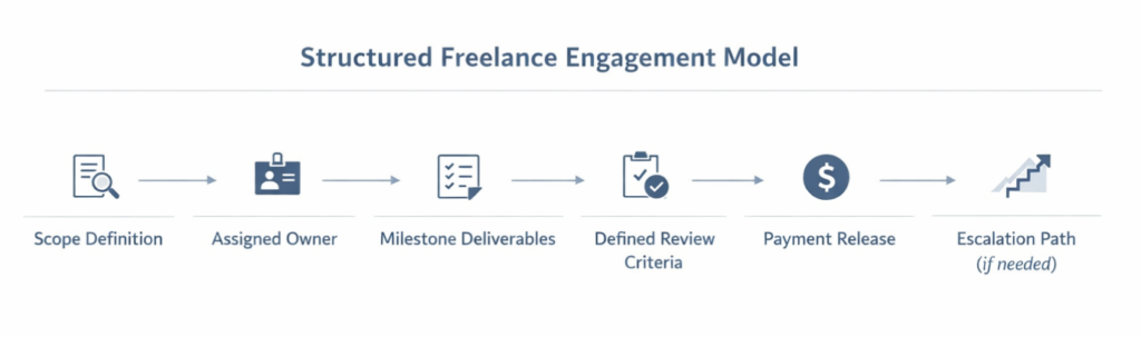Structured freelance engagement process flow